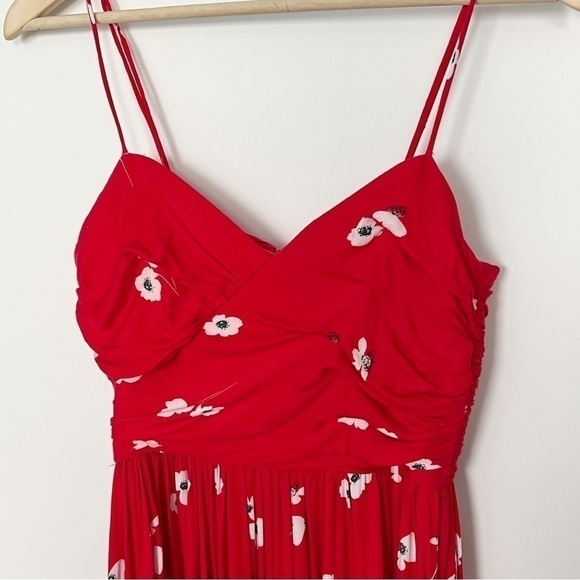 Bardot Red Floral Midi Dress Sweetheart Fit & Flare Size 6 - Picture 4 of 12